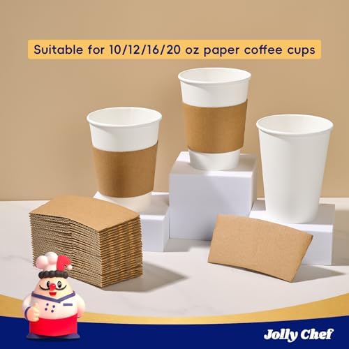 JOLLY CHEF 500 Pack Paper Coffee Cups Sleeve Brown - Image 5