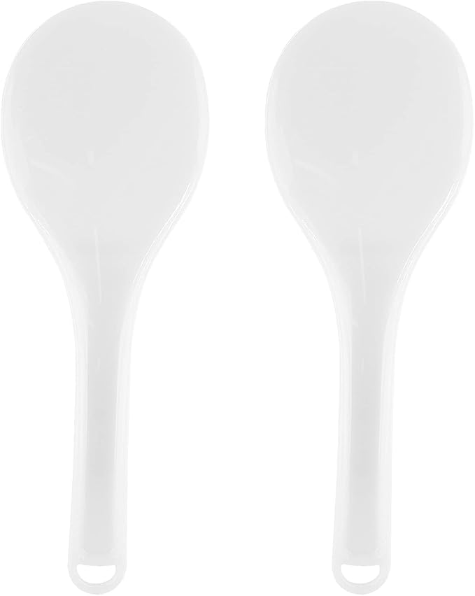 2-Piece Plastic Rice Paddle & Spoon, Non-Stick Rice Scoop & Shovel, 7.87 Inch (White E)
