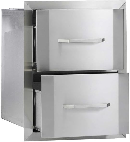 Bullet by Bull Double Drawer Storage Stainless Steel Drop In for Outdoor Kitchen BBQ Island