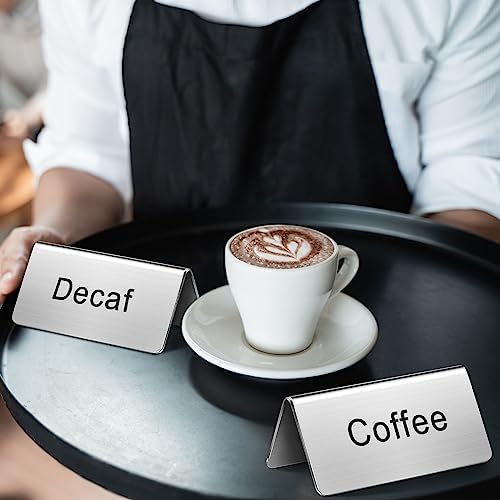 Hicarer 5 Pcs Stainless Steel Table Tent Sign Coffee Signs Tea Beverage Table Display for Party Buffet Restaurant Banquet Wedding Indoor Outdoor, 2.99 x 1.5'' - Image 6