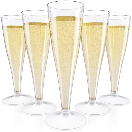 JOLLY CHEF 4.5 oz Plastic Champagne Flutes Disposable Clear 50 Pack by JOLLYCHEF