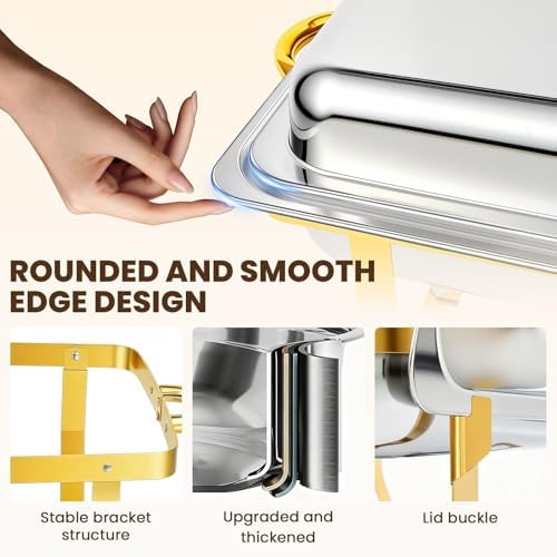 Stainless Steel Buffet Servers and Warmers Set for Wedding, Party, Banquet - Image 5