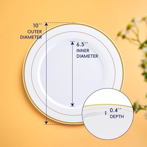 100PCS Plastic Plates 10 Inch Heavy Duty Disposable Plates for Everyday Use - Image 2