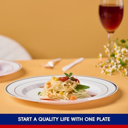 100PCS Plastic Plates 10 Inch Heavy Duty Disposable Plates for Everyday Use - Image 4