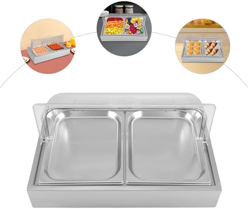 Ice Tray Chafing Dishes for Buffet Stainless Steel Ice Food Serving Display Clear Cold Food Server with Roll Lid Cooling Plate for Dishes Fruit Party - Image 6
