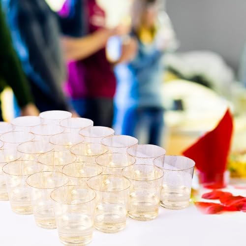 JOLLY CHEF 50 Pack 10 oz Gold Glitter Plastic Cups, Disposable Party Cups - Image 6