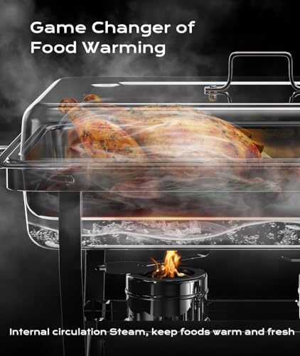 Chafing Dishes for Buffet 4 Pack, 9QT [Mirror-Like Polished Finish] Food Warmers for Parties Buffet [No Fingers Cut] Roll Edge Designed Chafing Dish Buffet Set for Any Party with Complete Set - Image 3