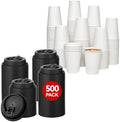 JOLLY CHEF 500 Pack Disposable Plastic White Lids 3.6'' for 10, 12, 16, 20 oz Paper Coffee Cups, 300 Pack Paper Coffee Cups 12 oz by JOLLYCHEF
