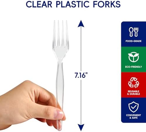 JOLLY CHEF 9x13 Aluminum Foil Pans (30 Pack) and 300 Count Clear Plastic Forks,Heavy Duty Disposable Forks Plastic Utensils Perfect for Home - Image 6