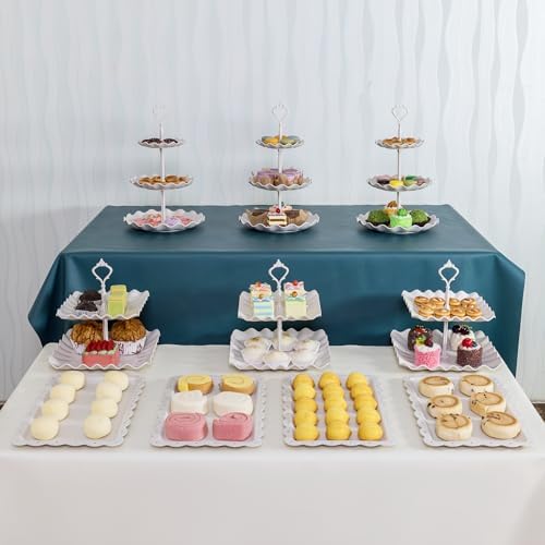 Biodegradable Cupcake Stand Holder, Dessert Table Display Set, Treat Table Candy Cake Desert Tiered Tray, 3 Tier Serving Trays for Tea Party, Wedding Baby Shower Bridal Shower Decorations（10 PCS ） - Image 5
