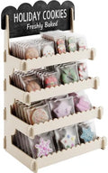 HOTCAN Wooden Cookie Display Stand with Chalkboard Sign for Bakers, Vendors, Craft Fairs | Pastry Display for Market Booths & Events | 4 Tiered Cookie Display for Muffins, Cakes, and Pastries(Natural) by HOTCAN