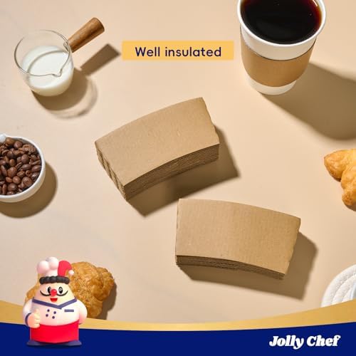 JOLLY CHEF 500 Pack Kraft Sleeves for 10, 12, 16, 20 oz Coffee Cups, 210 Pack Disposable Paper Coffee Cups 16 oz with Brown Sleeves, - Image 6