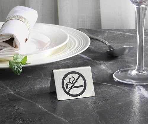 New Star Foodservice Stainless Steel Table Tent Sign, Silver, 2x1.5", Set of 6 - Image 4