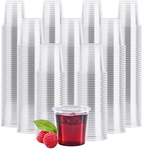 JOLLY CHEF 1000 Pack Plastic Shot Glasses 1 oz Clear Disposable Jelly Cups by JOLLYCHEF