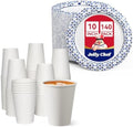 JOLLY CHEF 12 oz Paper Coffee Cups 100 Pack and 10 inch Disposable Printed Paper Plates 140 Count by JOLLYCHEF