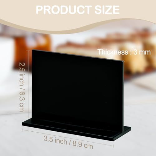 10 Pack Black Rectangle Acrylic Signs With Stand, 3.5x2.7 Inch Blank Black Acrylic Sign with Base, DIY Buffet Food Table Sign Place Cards for Wedding Party Event - Image 3