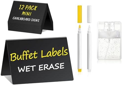 12 Pcs Food Labels for Party Buffet 4"x3" Mini Chalkboard Signs for Food by PigPotParty
