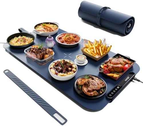 Warming Mat for Food,27.5x15.7'' Large Electric Warming Tray,7 Temp Levels,99H Continuous Heat,℉/℃ Switch,Patented Heating Design,Versatile Food Warmer for Buffet,Parties,Family Meals,Daily Use by Leteveryoneenjoylife