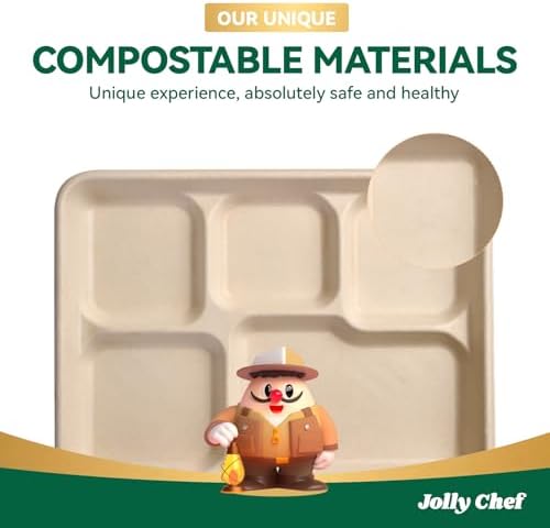 Compostable 5 Compartment Paper Plates 11*8 Inch 100 Pack Divided Plates - Image 7