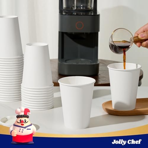 JOLLY CHEF 12 oz Paper Coffee Cups 100 Pack and 600 Pack Disposable Paper Napkins - Image 5