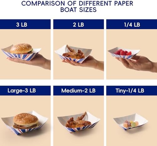 JOLLY CHEF 250 Pack 1/4 Lb Paper Food Trays, Mini Disposable Food Boat - Image 3