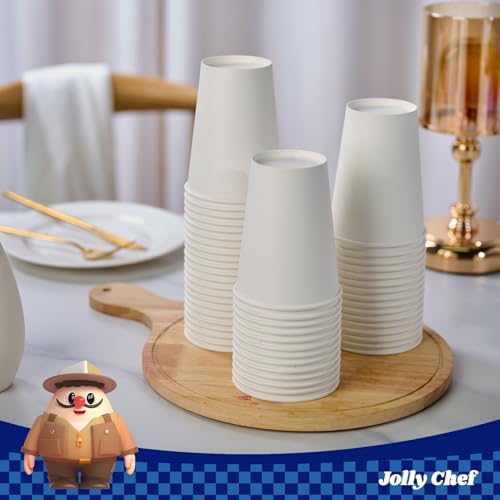 JOLLY CHEF 10 Inch Paper Plates 140 Count and 200 Count 12 oz Coffee Cups, Leak-Proof White Paper Cups for Coffee - Image 5