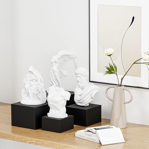 Metal Buffet Risers,4PCS Food Risers for Buffet Table 5in to 8in Display Stand with Mini Acrylic Signs for Catering Dessert Collectibles Jewelry Figures Show Matte Black Cube Boxes Nesting Risers with Hollow Bottoms - Image 5