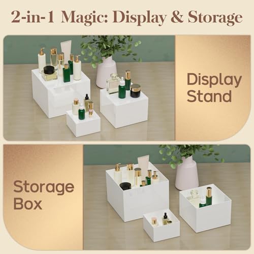 6 PCS Buffet Risers, Food Risers for Buffet Table, Display Stand Shelf for Party, Catering, Jewelry & Collectibles, White Acrylic Nesting Boxes for Food Display (8" 7" 6" 5" 4" 3") - Image 4