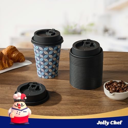 JOLLY CHEF 500 Pack Disposable Plastic White Lids 3.6'' for 10, 12, 16, 20 oz Paper Coffee Cups, 300 Pack Paper Coffee Cups 12 oz - Image 6