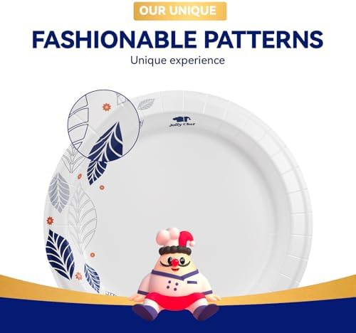 JOLLY CHEF 280 Count Paper Plates 8 inch Disposable - Image 4