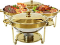 Chafing Dishes for Buffet, 4 Pack 6QT Gold Chafers & Food Warmers with lid by Unknown