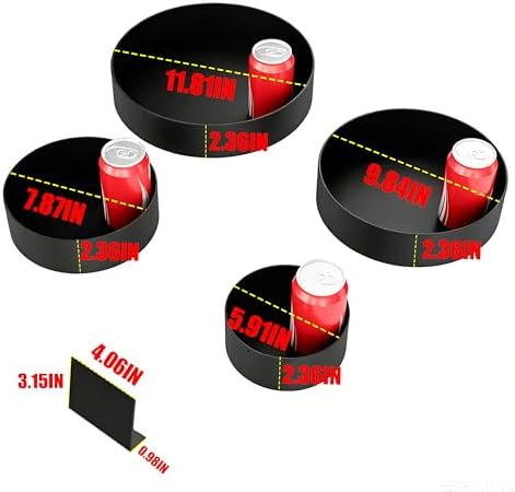 Round Metal Buffet Risers,4PCS Food Risers for Buffet Table 6in to 12in with Mini Acrylic Signs for Catering Dessert Collectibles Jewelry Figures Show Matte Black Cube Boxes Nesting Risers with Hollow Bottoms - Image 2