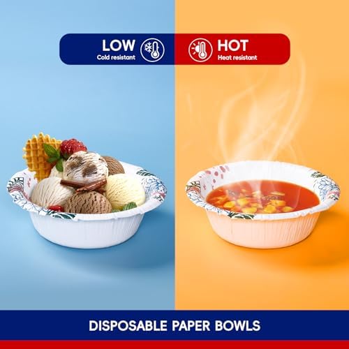 JOLLY CHEF 16 oz Disposable Paper Bowls with Floral Print 156 Count - Image 4