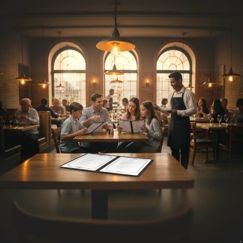 2Pack Menu Covers 8.5x11 inch - 16 View Clear PVC Menu Covers Waterproof, Stain Resistant & Reusable Restaurant Menu Holders for Restaurants, Cafes, Hotels, Home Kitchens (8 Page Black) - Image 3