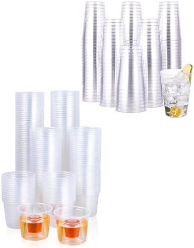 JOLLY CHEF 12 oz Clear Plastic Cups & 200 Disposable Bomber Cups by JOLLYCHEF