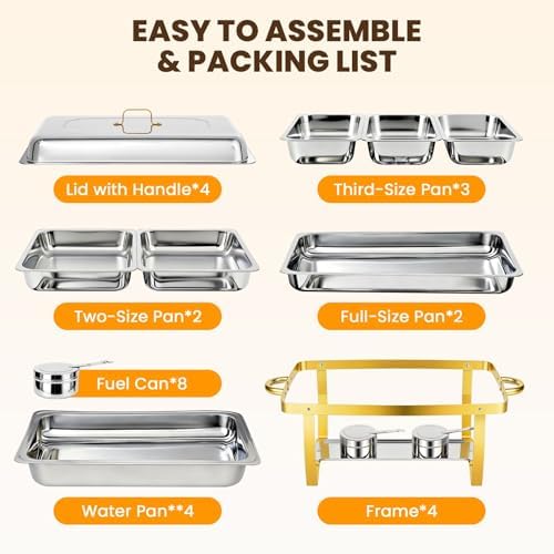 Stainless Steel Buffet Servers and Warmers Set for Wedding, Party, Banquet - Image 7