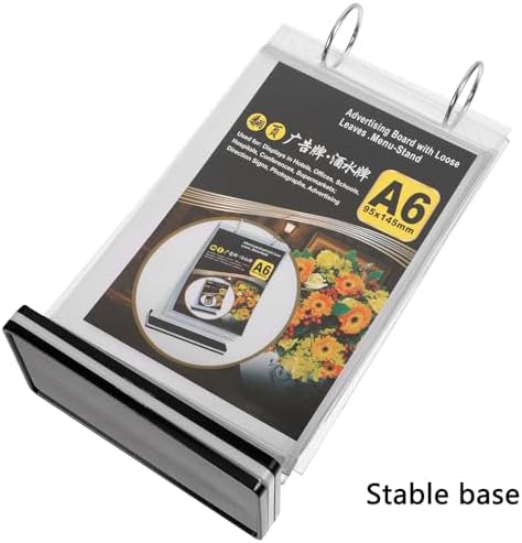 2Pcs Table Flip Menu Holder with 6 Pages Sleeve, 4" X 6" Tabletop Sign Signage Vertical Display Stand with Base, Acrylic PVC Rotating Poster Binders Rack, for Photo, Restaurant, Bar, Job Fair - Image 6