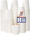 JOLLY CHEF 8 oz Paper Coffee Cups, White Beverages 400 Pack Drinking Cups by JOLLYCHEF