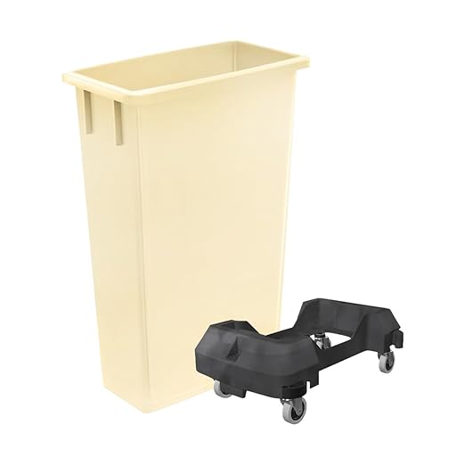 3 Pack 23 Gallon Waste Bin with Dolly, Heavy-Duty Trash Can, Slim Rectangular Garbage Bin, Durable Waste Container, Recycling Bin, Plastic Wastebasket for Kitchen, Garage, Restaurants, Office