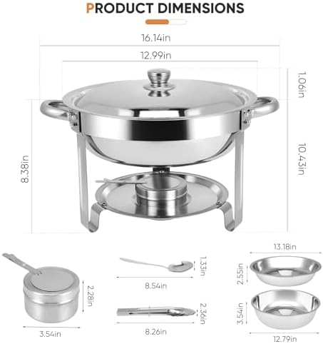 Chafing Dishes for Buffet, 4 Pack 6QT Stainless Steel Chafing Dish Buffet Set with Lids, Food Warmers for Parties Buffet, Buffet Servers and Warmers for Home, Christmas Gatherings, Catering Events - Image 6