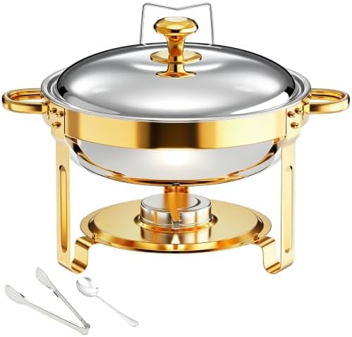 Chafing Dishes Buffet 1 Pack 6QT Gold Stainless Steel Food Warmers by Unknown