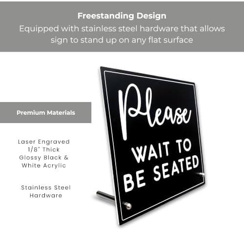Please Wait To Be Seated Sign with Stand - Hostess Stand for Restaurant - Image 3