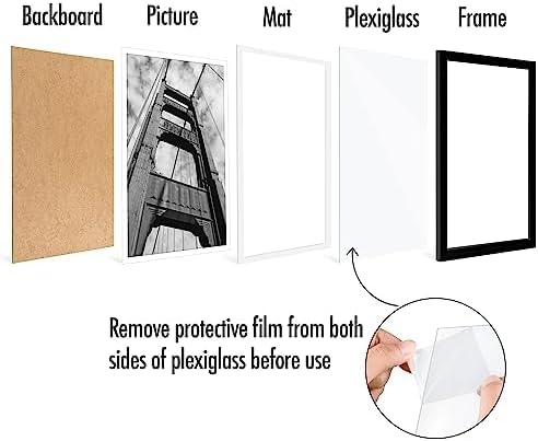 Americanflat 12x18 Poster Frame with Polished Plexiglass - Set of 5 - Use as 11x17 Frame with Mat or Display 12x18 Photo Without Mat - Galleria Collection - Picture Frames for Wall Display - Black
