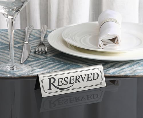 New Star Foodservice Stainless Steel Reserved Table Tent Sign, Silver, 4 by 1.5-Inch, Set of 2 - Image 4