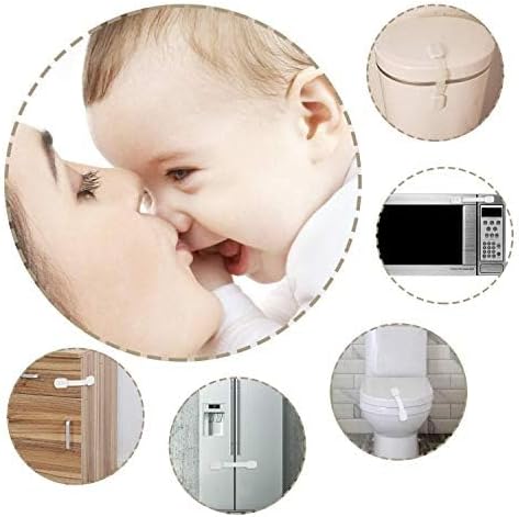 8 Pack Vkania Baby Proofing Cabinet Strap Locks - Child Safety Drawer Cupboard Oven Refrigerator Adhesive Locks - Adjustable Toilets Seat Fridge Latches - Kids Proof Kit - No Drilling