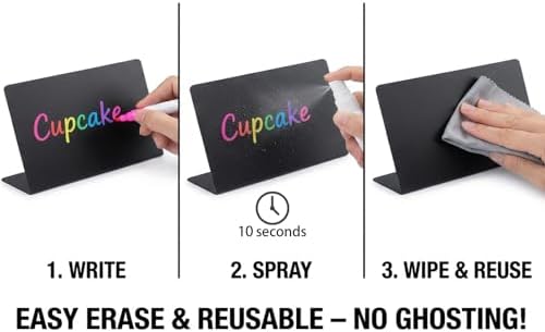 Mini Chalkboard Signs for Food Display, 16 Pack 4"x3" Buffet Food Labels with Liquid Chalk Markers, Reusable Small Chalkboard Table Signs for Wedding, Party, Bakery, Buffet (16, Black L-shaped) - Image 2