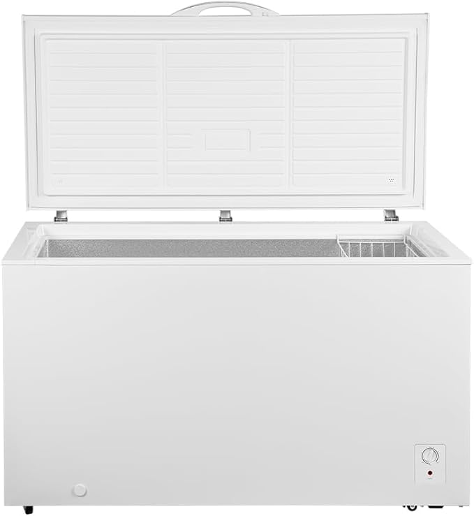 Smad 18 Cu. Ft. Chest Freezer, Large Deep Freezer with Removable Basket, 4 Wheels, Top Open Door Commercial Freezers 7 Adjustable Temperature, Low Noise, White