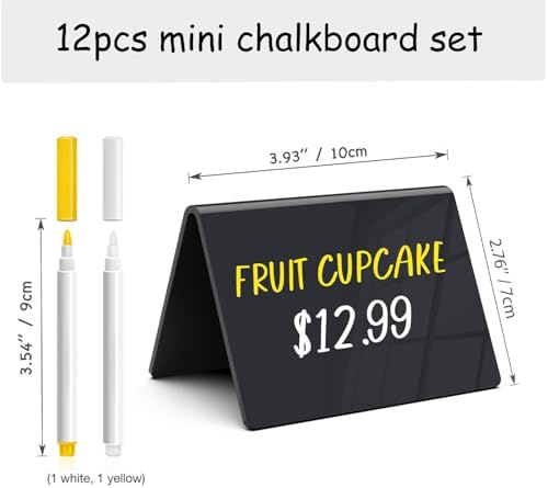 PigPotParty Acrylic Mini Chalkboard Signs, 12 Pcs 4"x3" Small Food Labels - Image 2