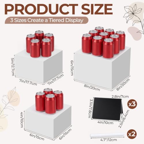 SiliFine 3 Pcs Acrylic Buffet Risers with Price Signs and Markers, White - Image 2