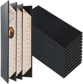 Restaurant Menu Covers Holders 4.25" x 11" | Pack of 10 Synthetic Leather Quad Fold Panels 6 View Angled Corners Black for Wine List, Drinks (10, Quad Fold Panels 6 View (4.25 x 11 inch)) by FL
